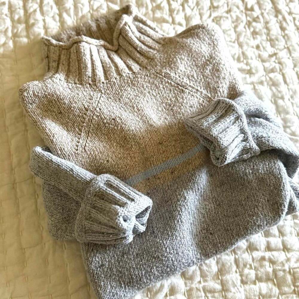 Coldwater creek vintage colorblock mock neck sweater PM coastal grandma cozy